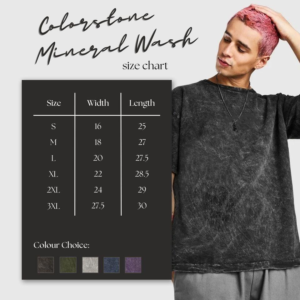 Mineral wash t-shirt size guide