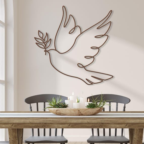 Metal wall art dove silhouette for remembrance
