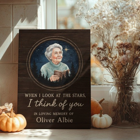 Personalized memorial canvas with name and dates