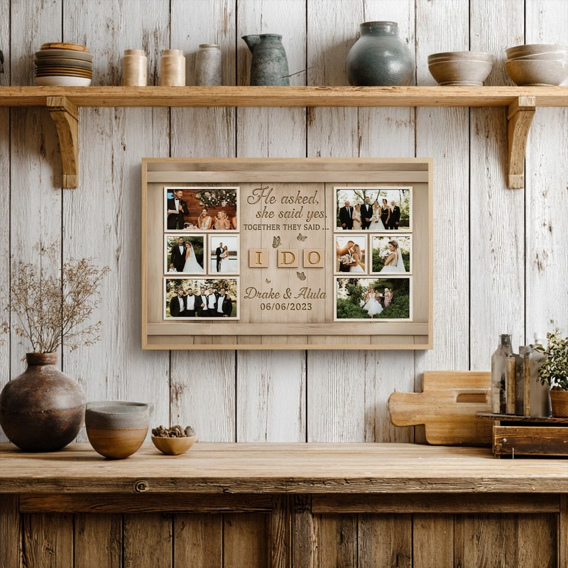 Warm-toned anniversary wall collage