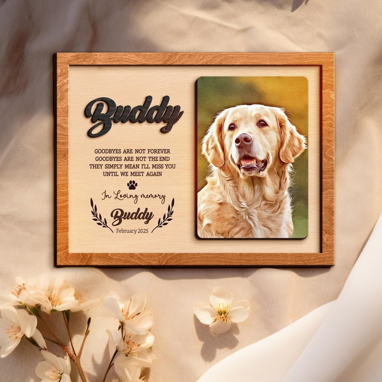 Wooden surname memorial sign with olive branch engraving