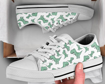 Green Dinosaur Shoes Sneakers Dinosaur Shoes Womens Shoes Dinosaur Print Low Top Shoes for Womens Mens Adults Monsterry