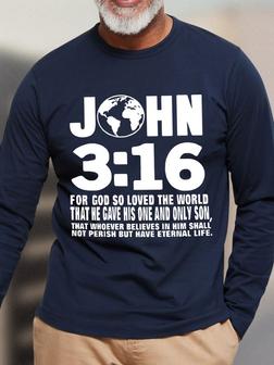 John 3:16 For God So Loved The World Men's Long Sleeve T-Shirt - Seseable