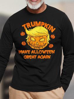 Mens Funny Trumpkin Make Halloween Great Again Crew Neck Cotton T-Shirt - Seseable