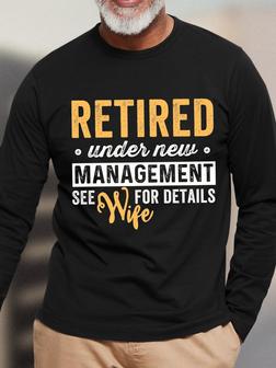 Men Funny Retired Under New Manage Wife Casual T-Shirt - Seseable