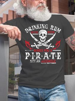 womens Drinking Rum Before Noon Makes You A Pirate, Not An Alcoholic Casual T-Shirt - Seseable