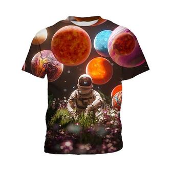 Men's Unisex T shirt Tee 3D Print Graphic Prints Astronaut Crew Neck Street Daily Print Short Sleeve Tops Designer Casual Big and Tall Sports Red / Summer - Seseable