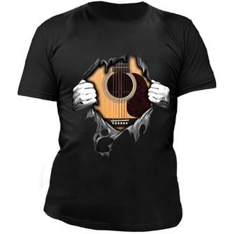 Men's Funny Guitar Lover Print Outdoor Short Sleeve T-Shirt - Seseable