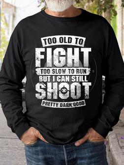 Men Casual All Season Text Letters Too Old Too Fight Micro-elasticity Daily Pullover Crew Neck Regular Sweatshirt - Seseable
