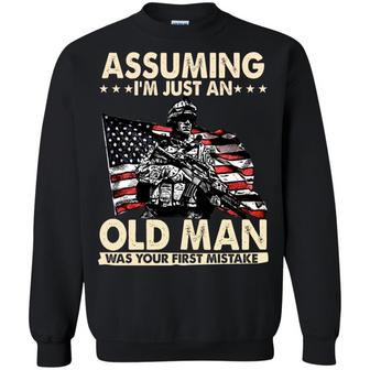 Assuming I'm Just An Old Man Was Your First Mistake Graphic Design Printed Casual Daily Basic Sweatshirt - Thegiftio UK