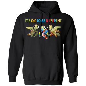 Autism Turtle It's Ok To Be Different Graphic Design Printed Casual Daily Basic Hoodie - Thegiftio UK
