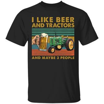 I Like Beer And Tractors And Maybe 3 People T-Shirt - Thegiftio UK