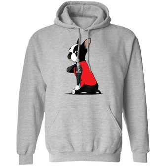 Boston Terrier Tattoo I Love Mom Graphic Design Printed Casual Daily Basic Hoodie - Thegiftio UK
