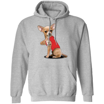 Chihuahua Tattoo I Love Mom Graphic Design Printed Casual Daily Basic Hoodie - Thegiftio UK