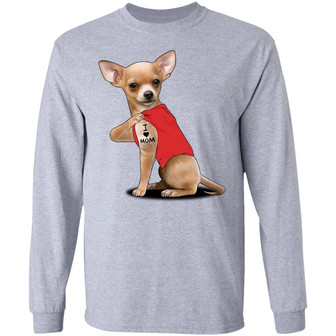 Chihuahua Tattoo I Love Mom Graphic Design Printed Casual Daily Basic Unisex Long Sleeve - Thegiftio UK