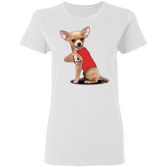 Chihuahua Tattoo I Love Mom Graphic Design Printed Casual Daily Basic Women T-shirt - Thegiftio UK