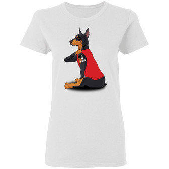 Doberman Tattoo I Love Mom Graphic Design Printed Casual Daily Basic Women T-shirt - Thegiftio UK