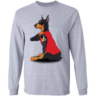Doberman Tattoo I Love Mom Graphic Design Printed Casual Daily Basic Unisex Long Sleeve - Thegiftio UK