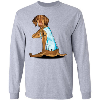 Dog Vizsla Tattoo I Love Mom Graphic Design Printed Casual Daily Basic Unisex Long Sleeve - Thegiftio UK