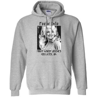 Dolly Parton Feelin' Cute Might Whoop Jolene Ass Later Idk Graphic Design Printed Casual Daily Basic Hoodie - Thegiftio UK
