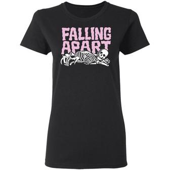 Falling Apart Skeleton Graphic Design Printed Casual Daily Basic Women T-shirt - Thegiftio UK