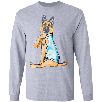 German Shepherd Tattoo I Love Mom Graphic Design Printed Casual Daily Basic Unisex Long Sleeve - Thegiftio UK