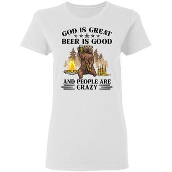 God Is Great Beer Is Good And People Are Crazy Graphic Design Printed Casual Daily Basic Women T-shirt - Thegiftio UK