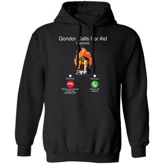 Gondor Calls For Aid Beacons Where Was Gonzo When The Westfold Fell Rohan Will Answer Graphic Design Printed Casual Daily Basic Hoodie - Thegiftio UK