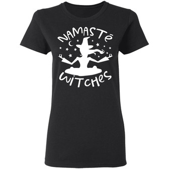 Halloween Namaste Witches Graphic Design Printed Casual Daily Basic Women T-shirt - Thegiftio UK