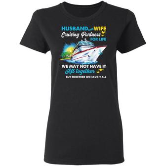 Husband And Wife Cruising Partners For Life Ship Graphic Design Printed Casual Daily Basic Women T-shirt - Thegiftio UK