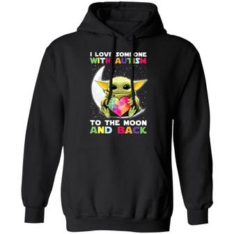 I Love Someone With Autism To The Moon And Back Graphic Design Printed Casual Daily Basic Hoodie - Thegiftio UK