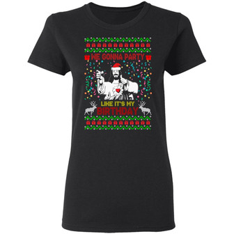 Jesus We Gonna Party Like It's My Birthday Christmas Sweat Graphic Design Printed Casual Daily Basic Women T-shirt - Thegiftio UK