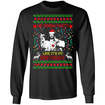 Jesus We Gonna Party Like It's My Birthday Christmas Sweat Graphic Design Printed Casual Daily Basic Unisex Long Sleeve - Thegiftio UK