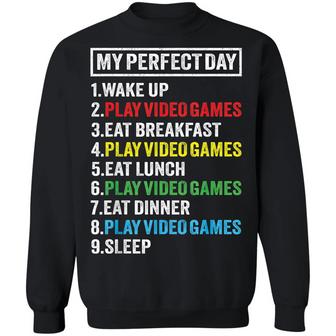 My Perfectday Wake Up And Play Video Games Graphic Design Printed Casual Daily Basic Sweatshirt - Thegiftio UK