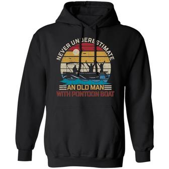 Never Underestimate An Old Man With Pontoon Boat Graphic Design Printed Casual Daily Basic Hoodie - Thegiftio UK