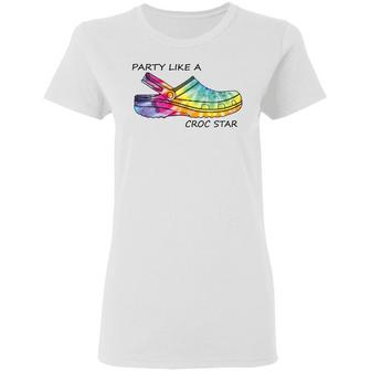 Party Like A Croc Star Tie Dye Graphic Design Printed Casual Daily Basic Women T-shirt - Thegiftio UK