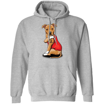 Pit Bull Terrier Tattoo I Love Mom Graphic Design Printed Casual Daily Basic Hoodie - Thegiftio UK