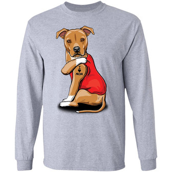 Pit Bull Terrier Tattoo I Love Mom Graphic Design Printed Casual Daily Basic Unisex Long Sleeve - Thegiftio UK