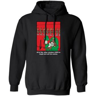 Reindeer All Of The Other Reindeer Used To Laugh And Call Him Names Graphic Design Printed Casual Daily Basic Hoodie - Thegiftio UK