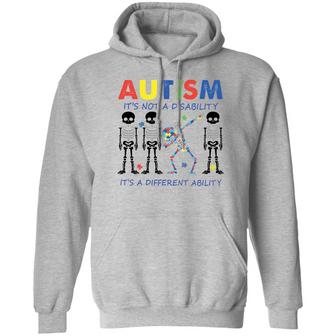 Skeleton Autism It’S Not A Disability It’S A Different Ability Graphic Design Printed Casual Daily Basic Hoodie - Thegiftio UK