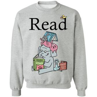 Teacher Library Read Book Club Piggie Elephant Graphic Design Printed Casual Daily Basic Sweatshirt - Thegiftio UK