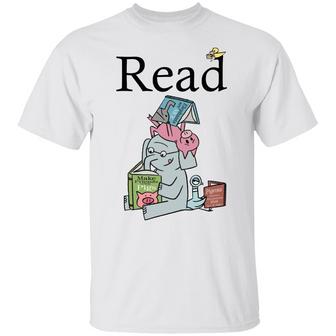 Teacher Library Read Book Club Piggie Elephant T-Shirt - Thegiftio UK