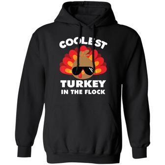 Thanksgiving Coolest Turkey In The Flock Graphic Design Printed Casual Daily Basic Hoodie - Thegiftio UK
