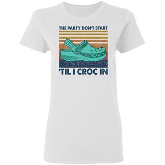 The Party Don’T Start ’Til I Croc In Graphic Design Printed Casual Daily Basic Women T-shirt - Thegiftio UK
