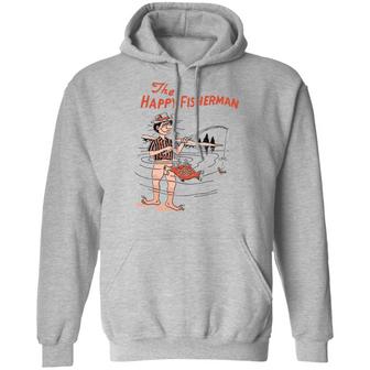 Vintage 1980’S The Happy Fisherman Graphic Design Printed Casual Daily Basic Hoodie - Thegiftio UK