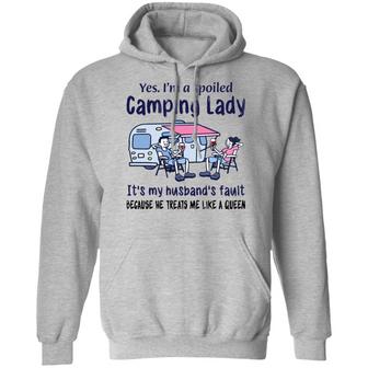 Yes I’M A Spoiled Camping Lady It's My Husband's Fault Graphic Design Printed Casual Daily Basic Hoodie - Thegiftio UK
