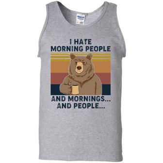 Bear Coffee I Hate Morning People And Mornings And People Graphic Design Printed Casual Daily Basic Unisex Tank Top - Thegiftio UK