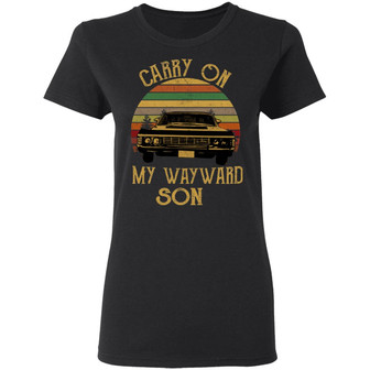 Carry On My Wayward Son Graphic Design Printed Casual Daily Basic Women T-shirt - Thegiftio UK