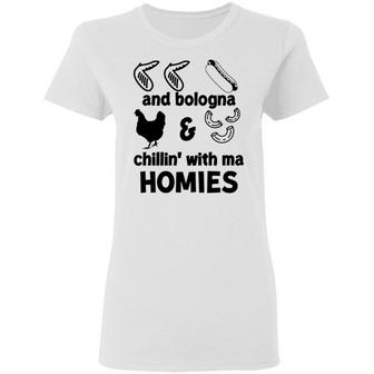 Chicken Wing Hot Dog And Bologna Chicken And Macaroni Chillin With Ma Homies Graphic Design Printed Casual Daily Basic Women T-shirt - Thegiftio UK