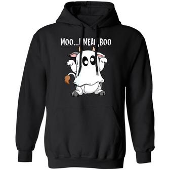 Ghost Cow Moo I Mean Boo Graphic Design Printed Casual Daily Basic Hoodie - Thegiftio UK